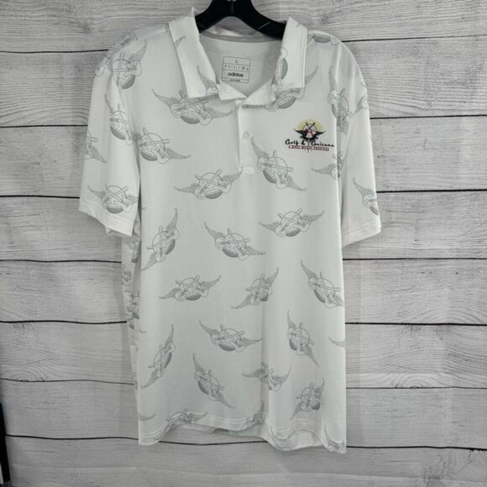 Adidas Golf & Guitars Music Festival Performance Polo Shirt Guitar Print Large